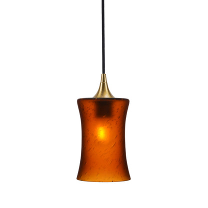 818 Single Pendant Light-Bicycle Glass Co-Polished Brass - 4ft Cord-Celestial-Golden Amber-Bicycle Glass Co