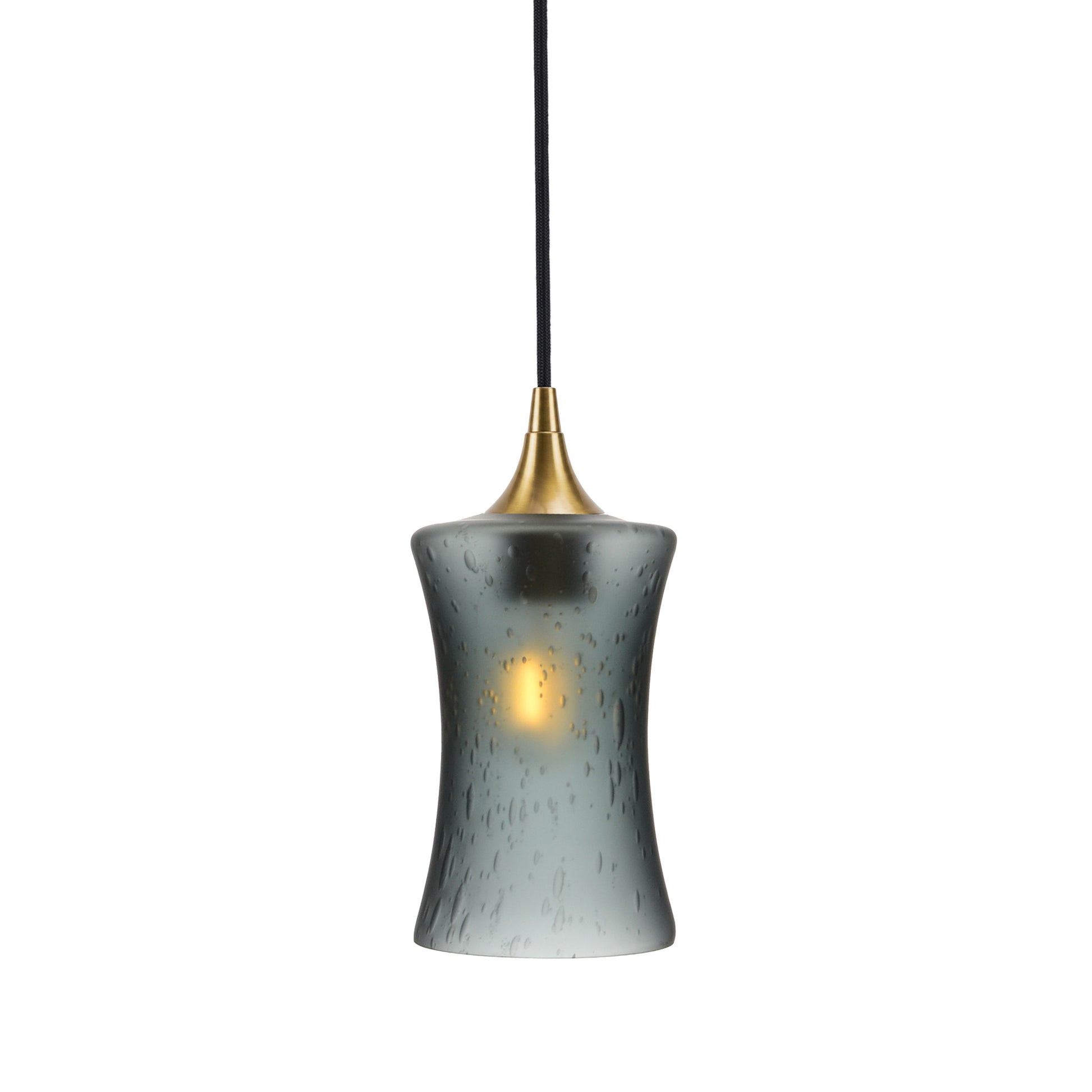 818 Single Pendant Light-Bicycle Glass Co-Polished Brass - 4ft Cord-Celestial-Slate Gray-Bicycle Glass Co
