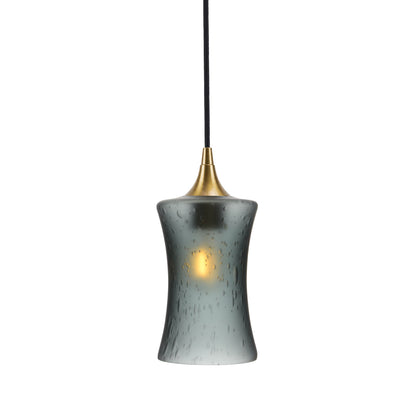 818 Single Pendant Light-Bicycle Glass Co-Polished Brass - 4ft Cord-Celestial-Slate Gray-Bicycle Glass Co