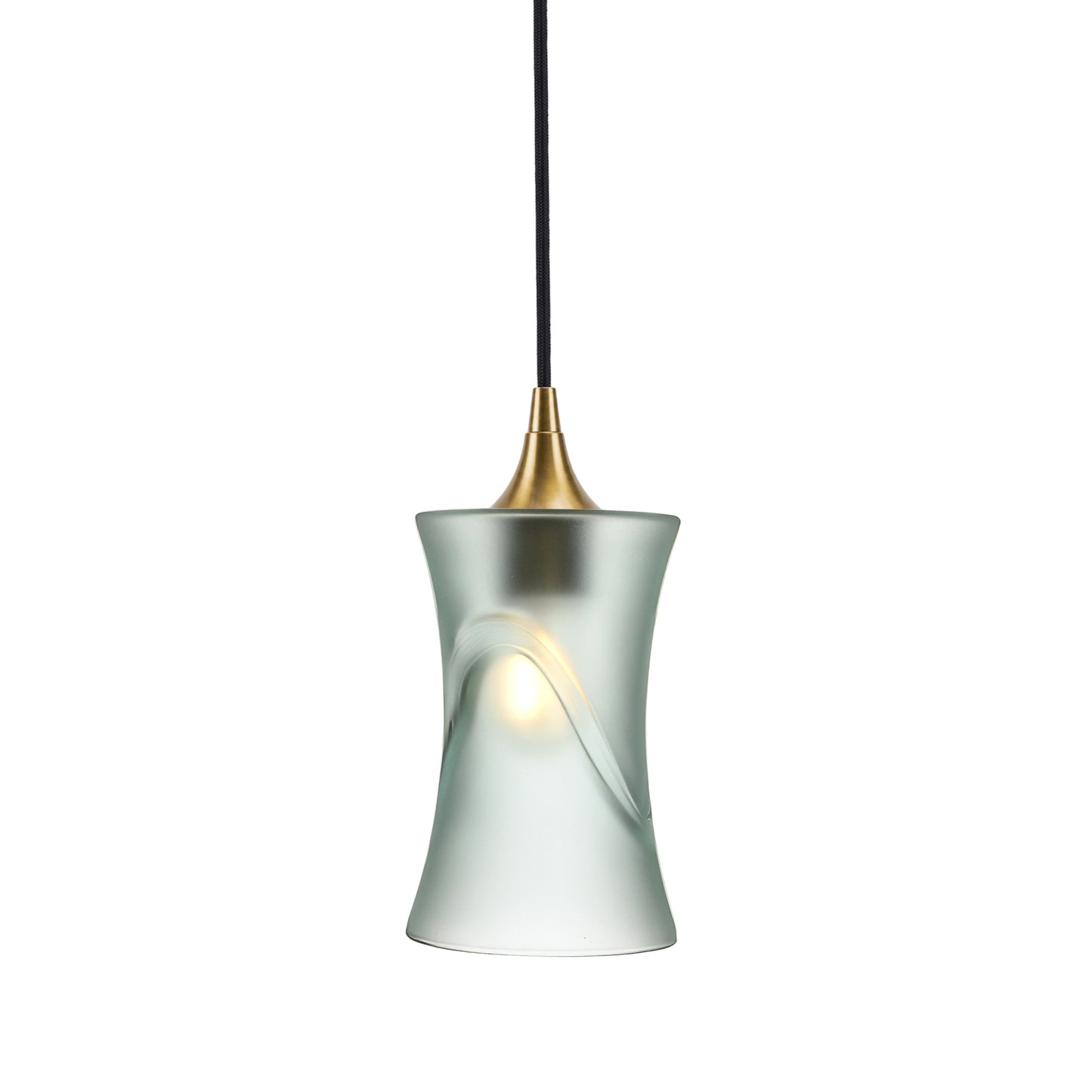 818 Single Pendant Light-Bicycle Glass Co-Polished Brass - 4ft Cord-Glacial-Eco Clear-Bicycle Glass Co