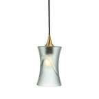 818 Single Pendant Light-Bicycle Glass Co-Polished Brass - 4ft Cord-Glacial-Eco Clear-Bicycle Glass Co