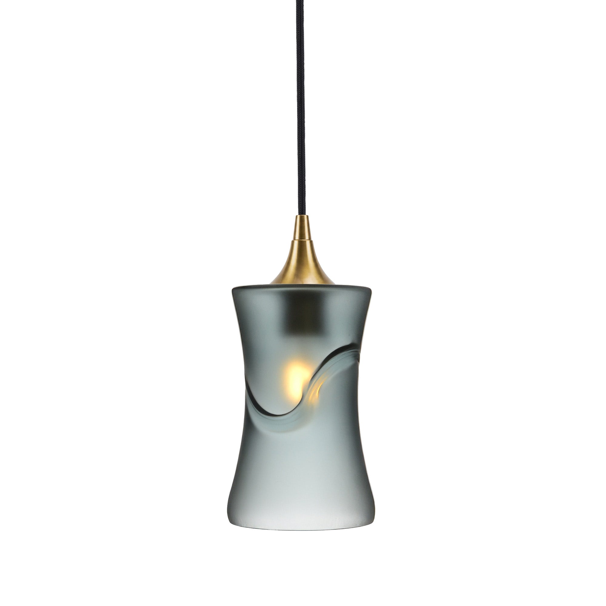 818 Single Pendant Light-Bicycle Glass Co-Polished Brass - 4ft Cord-Glacial-Slate Gray-Bicycle Glass Co