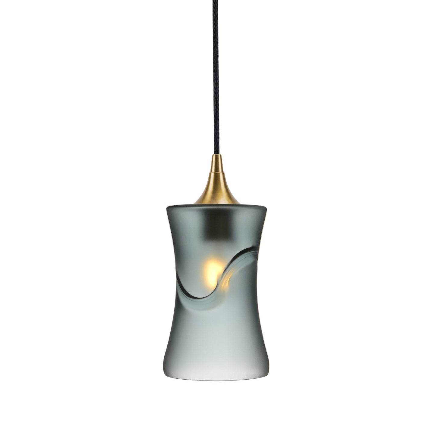 818 Single Pendant Light-Bicycle Glass Co-Polished Brass - 4ft Cord-Glacial-Slate Gray-Bicycle Glass Co