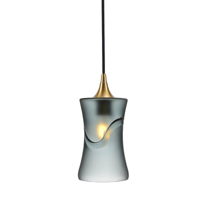 818 Single Pendant Light-Bicycle Glass Co-Polished Brass - 4ft Cord-Glacial-Slate Gray-Bicycle Glass Co