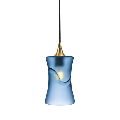 818 Single Pendant Light-Bicycle Glass Co-Polished Brass - 4ft Cord-Glacial-Steel Blue-Bicycle Glass Co