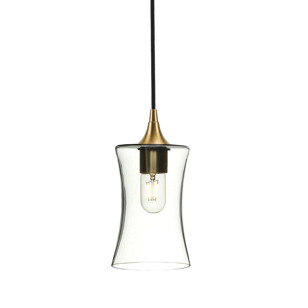 818 Single Pendant Light-Bicycle Glass Co-Polished Brass - 4ft Cord-Lucent-Eco Clear-Bicycle Glass Co