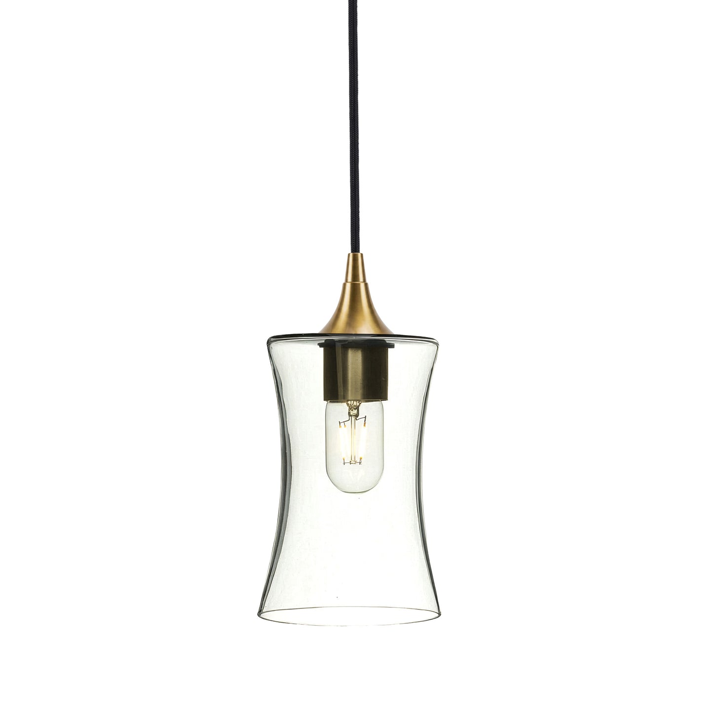 818 Single Pendant Light-Bicycle Glass Co-Polished Brass - 4ft Cord-Lucent-Eco Clear-Bicycle Glass Co