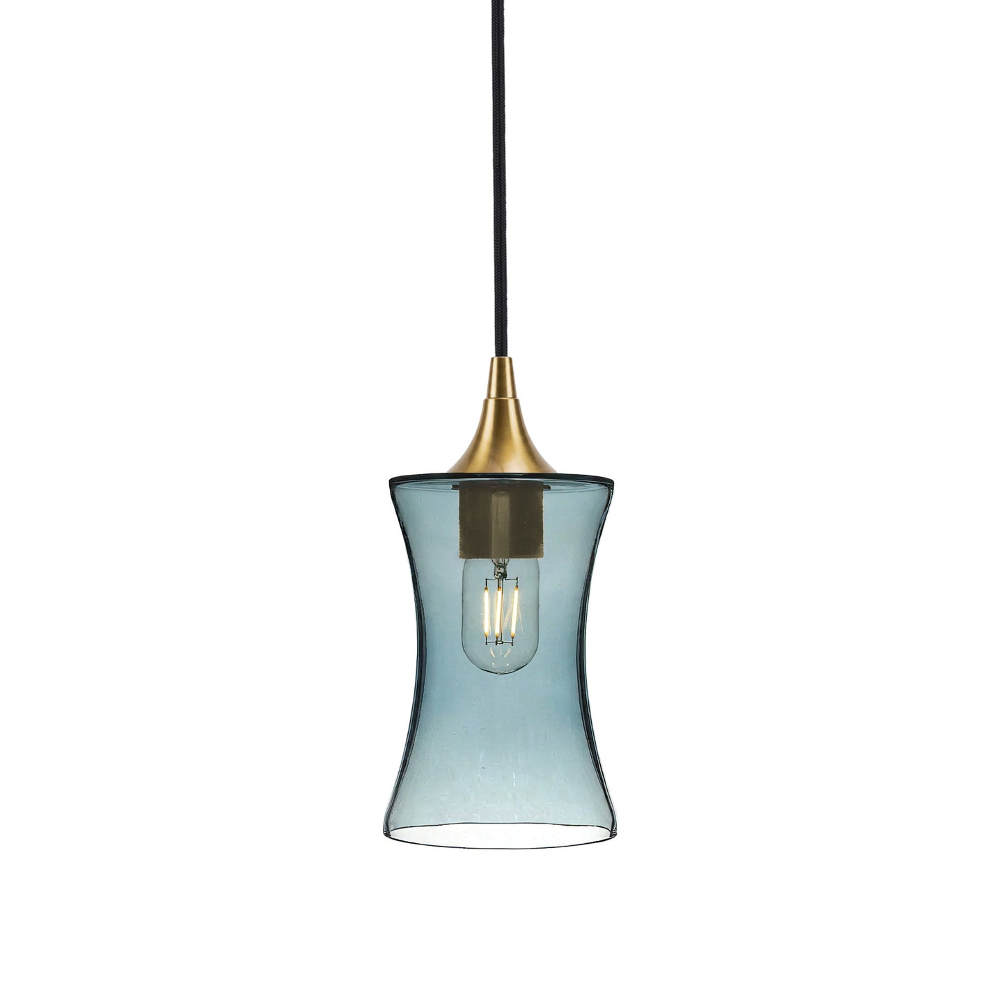 818 Single Pendant Light-Bicycle Glass Co-Polished Brass - 4ft Cord-Lucent-Slate Gray-Bicycle Glass Co