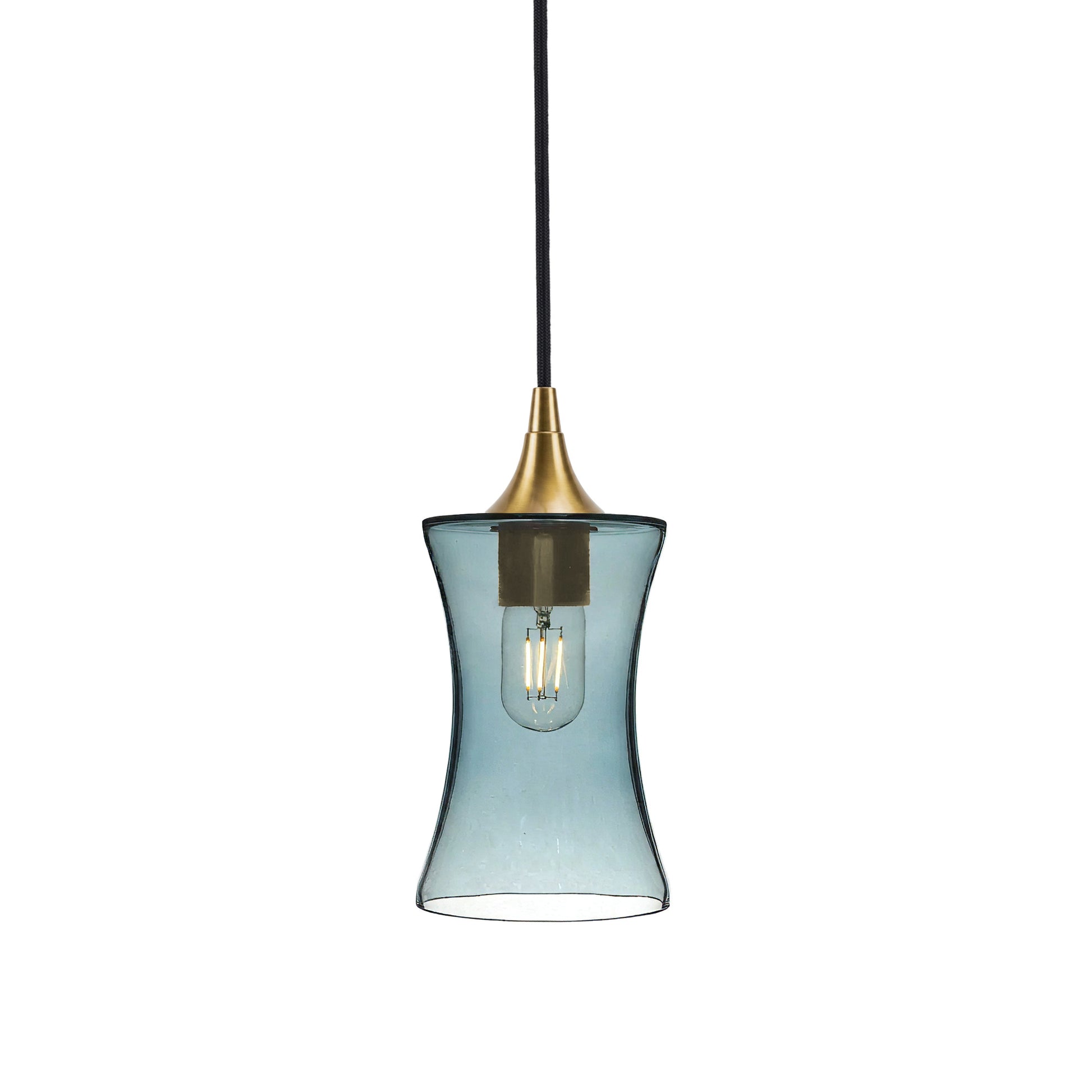 818 Single Pendant Light-Bicycle Glass Co-Polished Brass - 4ft Cord-Lucent-Slate Gray-Bicycle Glass Co