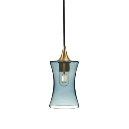 818 Single Pendant Light-Bicycle Glass Co-Polished Brass - 4ft Cord-Lucent-Slate Gray-Bicycle Glass Co