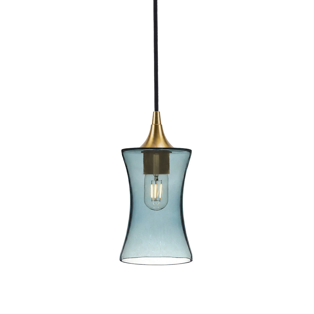 818 Single Pendant Light-Bicycle Glass Co-Polished Brass - 4ft Cord-Lucent-Slate Gray-Bicycle Glass Co