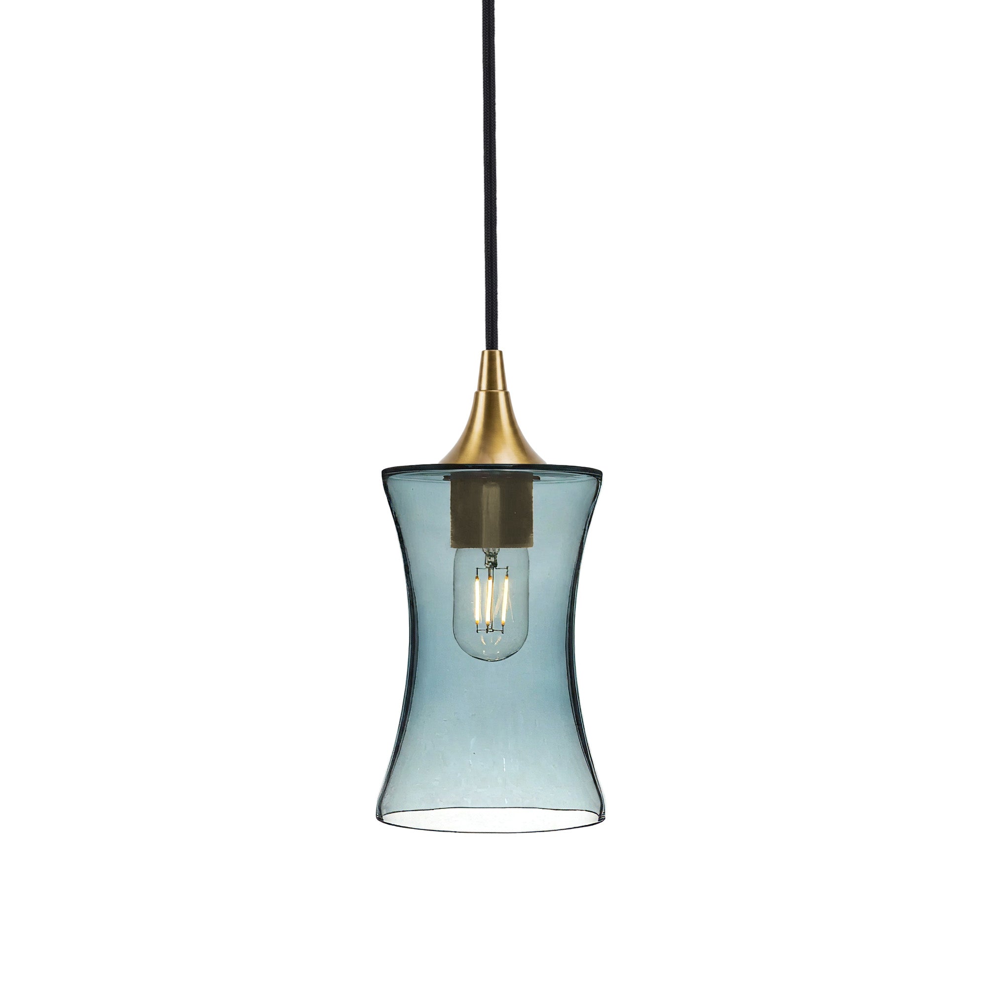 818 Single Pendant Light-Bicycle Glass Co-Polished Brass - 4ft Cord-Lucent-Slate Gray-Bicycle Glass Co