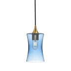 818 Single Pendant Light-Bicycle Glass Co-Polished Brass - 4ft Cord-Lucent-Steel Blue-Bicycle Glass Co
