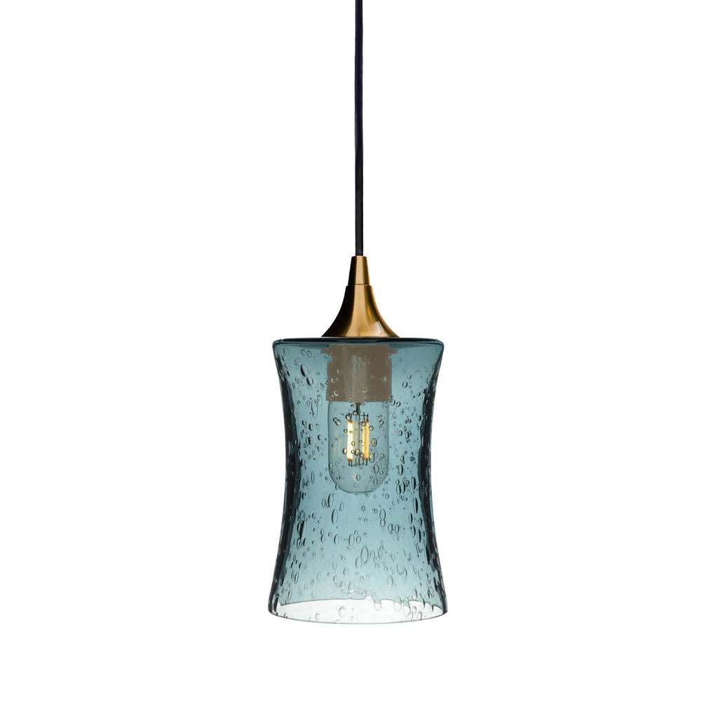 818 Single Pendant Light-Bicycle Glass Co-Polished Brass - 4ft Cord-Lunar-Slate Gray-Bicycle Glass Co