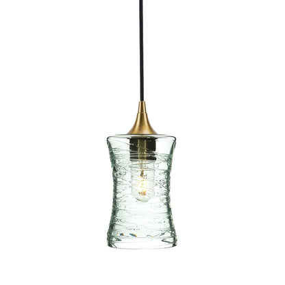 818 Single Pendant Light-Bicycle Glass Co-Polished Brass - 4ft Cord-Spun-Eco Clear-Bicycle Glass Co