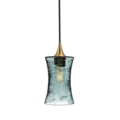 818 Single Pendant Light-Bicycle Glass Co-Polished Brass - 4ft Cord-Spun-Slate Gray-Bicycle Glass Co