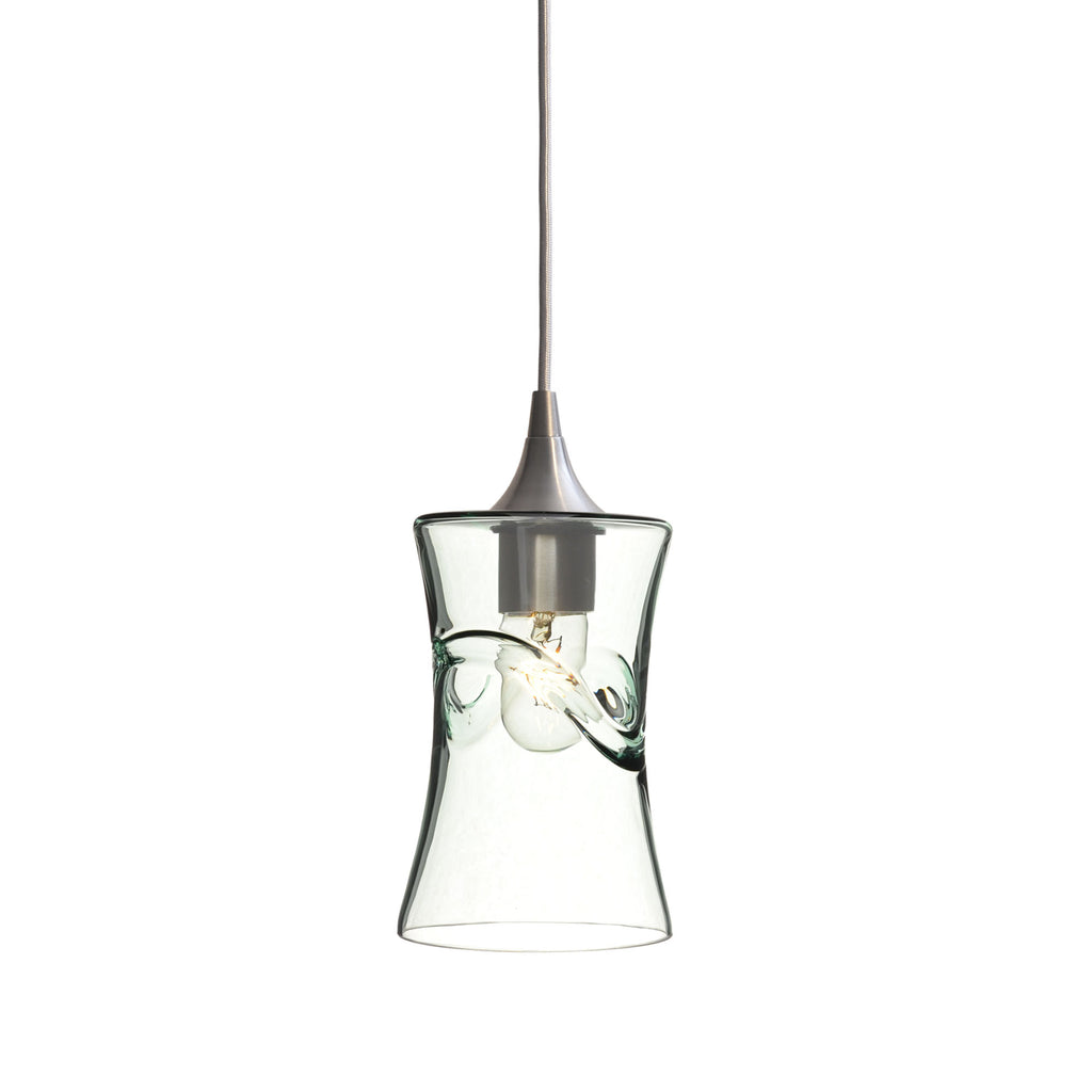 818 Single Pendant Light-Bicycle Glass Co-Brushed Nickel 15ft Cord + Track Mount-Swell-Eco Clear-Bicycle Glass Co