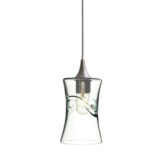 818 Single Pendant Light-Bicycle Glass Co-Brushed Nickel 15ft Cord + Track Mount-Swell-Eco Clear-Bicycle Glass Co