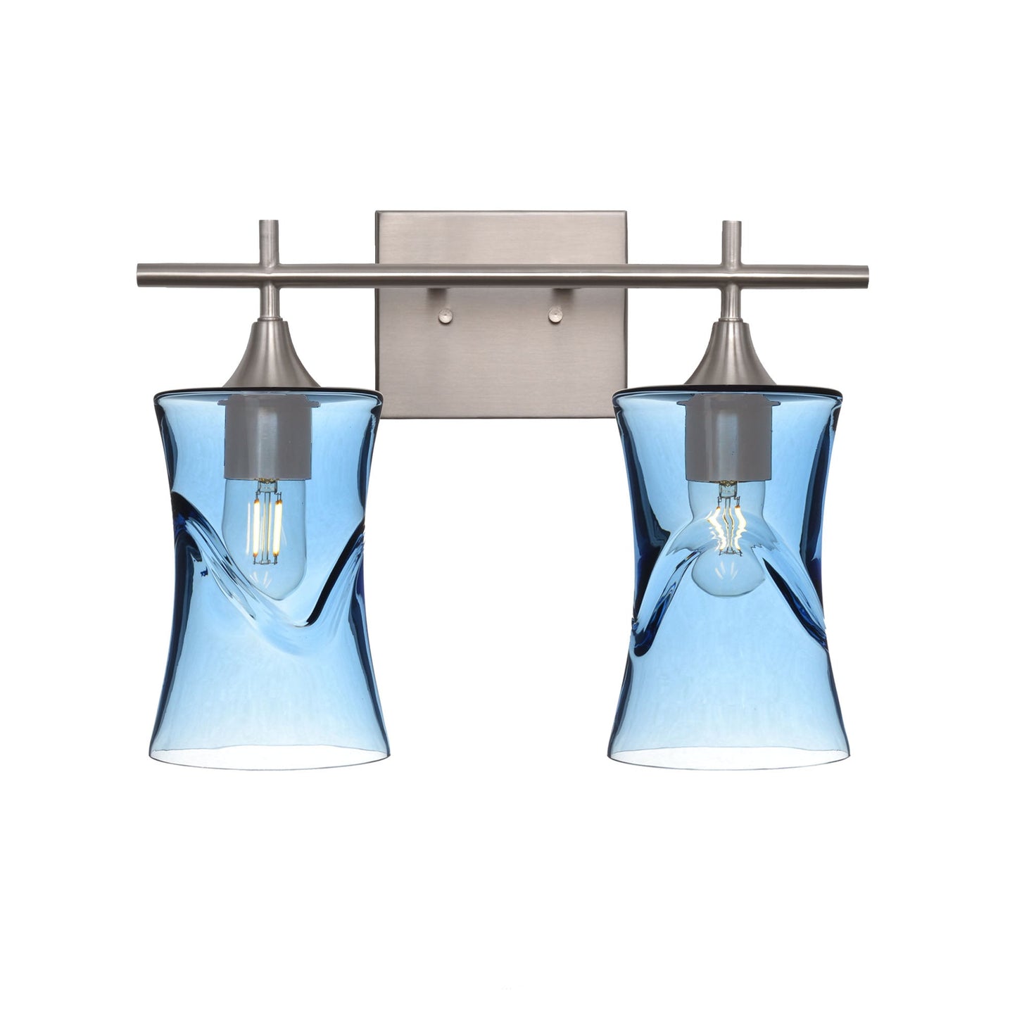 818 Swell: 2 Light Wall Vanity-Glass-Bicycle Glass Co - Hotshop-Steel Blue-Brushed Nickel-Bicycle Glass Co