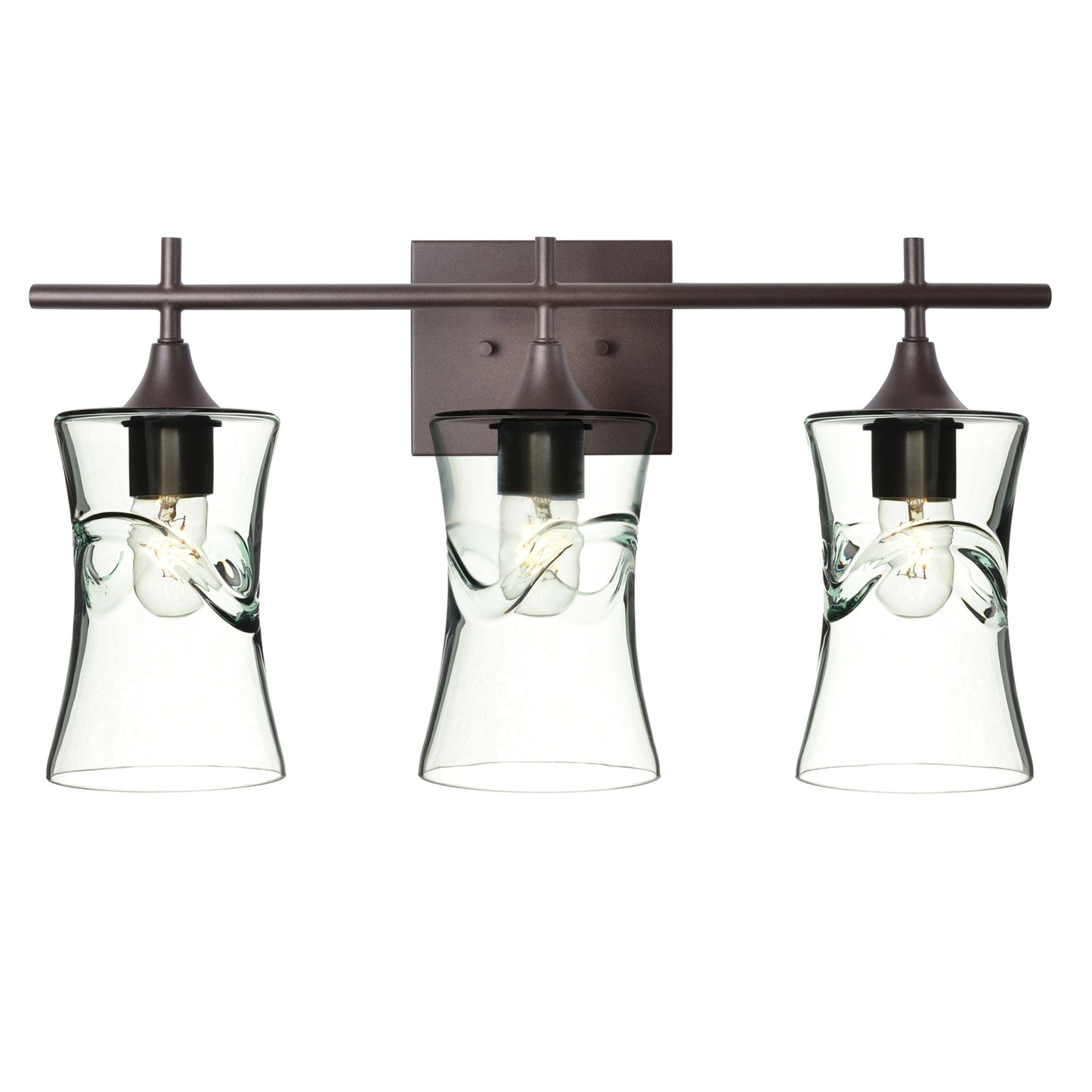 818 Swell: 3 Light Wall Vanity-Glass-Bicycle Glass Co - Hotshop-Eco Clear-Antique Bronze-Bicycle Glass Co