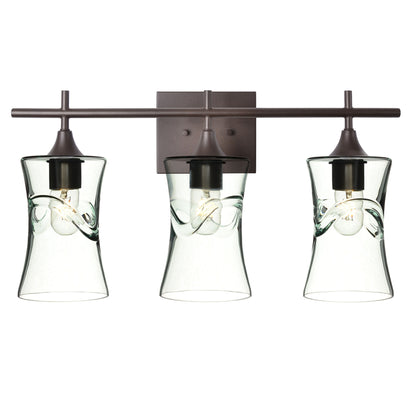 818 Swell: 3 Light Wall Vanity-Glass-Bicycle Glass Co - Hotshop-Eco Clear-Antique Bronze-Bicycle Glass Co