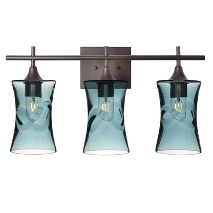 818 Swell: 3 Light Wall Vanity-Glass-Bicycle Glass Co - Hotshop-Slate Gray-Antique Bronze-Bicycle Glass Co