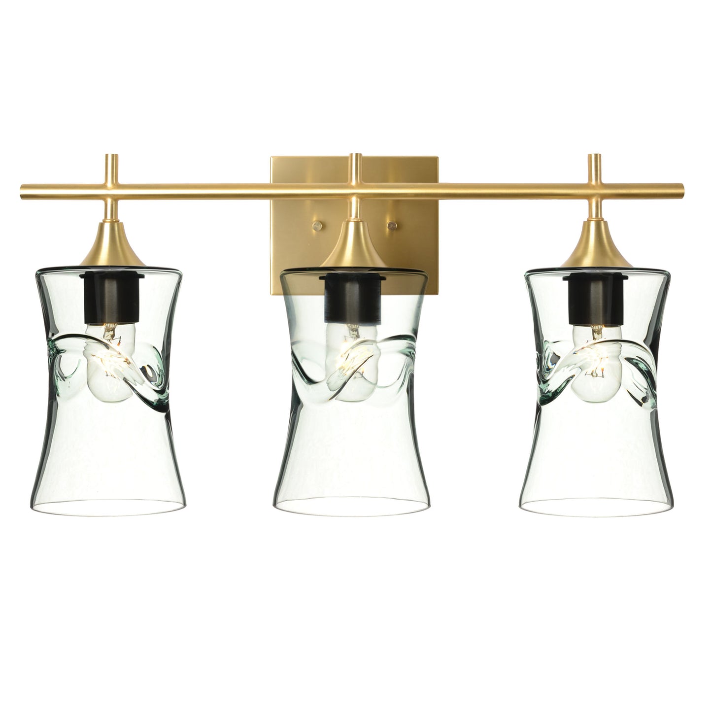 818 Swell: 3 Light Wall Vanity-Glass-Bicycle Glass Co - Hotshop-Eco Clear-Polished Brass-Bicycle Glass Co