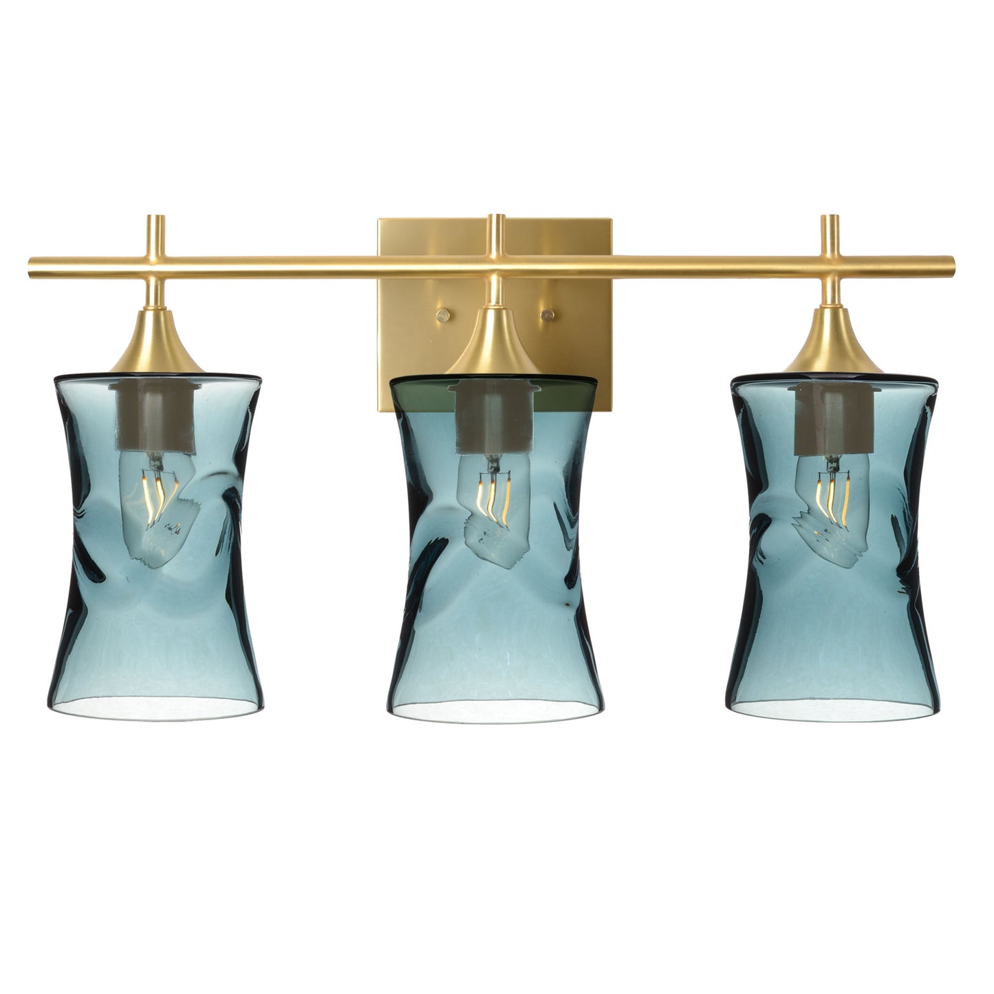 818 Swell: 3 Light Wall Vanity-Glass-Bicycle Glass Co - Hotshop-Slate Gray-Polished Brass-Bicycle Glass Co