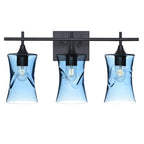 818 Swell: 3 Light Wall Vanity-Glass-Bicycle Glass Co - Hotshop-Steel Blue-Matte Black-Bicycle Glass Co