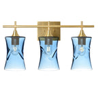 818 Swell: 3 Light Wall Vanity-Glass-Bicycle Glass Co - Hotshop-Steel Blue-Polished Brass-Bicycle Glass Co