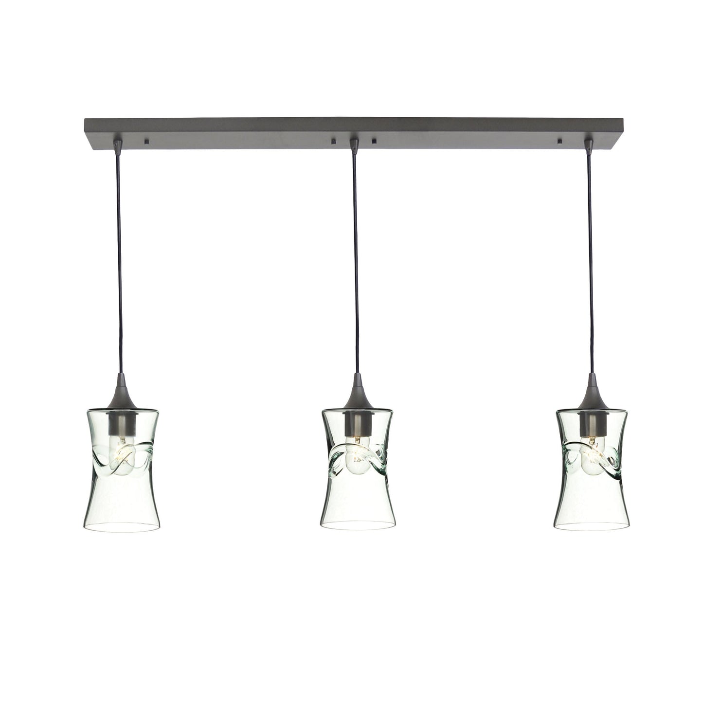 818 Swell: 3 Pendant Linear Chandelier-Glass-Bicycle Glass Co - Hotshop-Eco Clear-Antique Bronze-Bicycle Glass Co