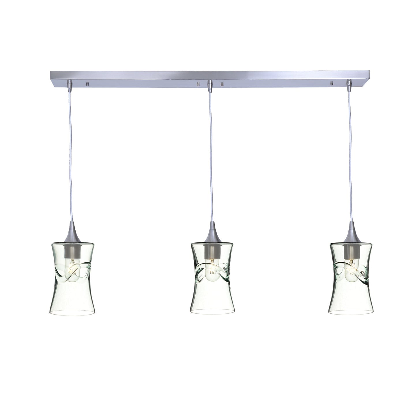 818 Swell: 3 Pendant Linear Chandelier-Glass-Bicycle Glass Co - Hotshop-Eco Clear-Brushed Nickel-Bicycle Glass Co