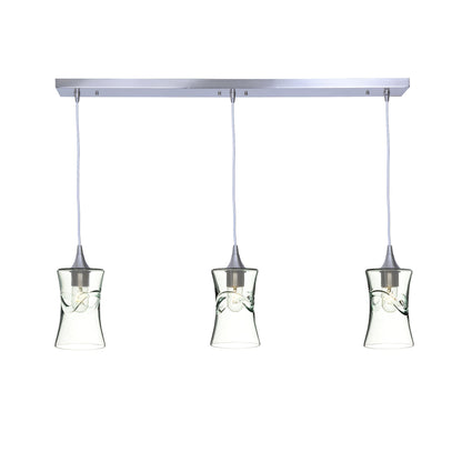 818 Swell: 3 Pendant Linear Chandelier-Glass-Bicycle Glass Co - Hotshop-Eco Clear-Brushed Nickel-Bicycle Glass Co