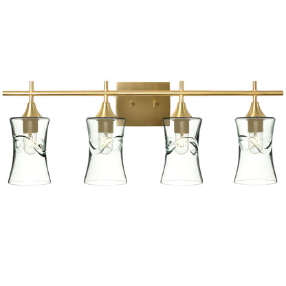 818 Swell: 4 Light Wall Vanity-Glass-Bicycle Glass Co - Hotshop-Eco Clear-Polished Brass-Bicycle Glass Co