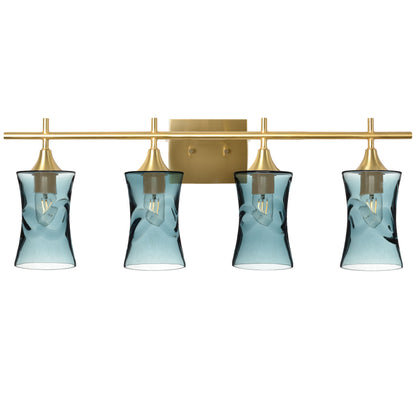 818 Swell: 4 Light Wall Vanity-Glass-Bicycle Glass Co - Hotshop-Slate Gray-Polished Brass-Bicycle Glass Co