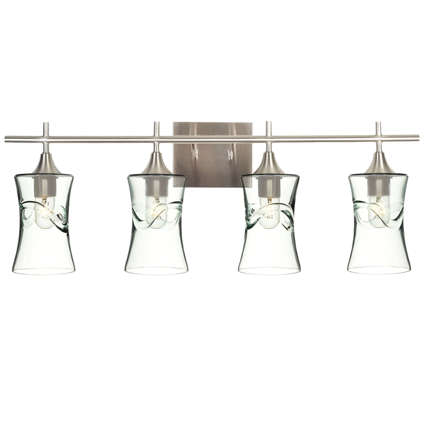 818 Swell: 4 Light Wall Vanity-Glass-Bicycle Glass Co - Hotshop-Eco Clear-Brushed Nickel-Bicycle Glass Co