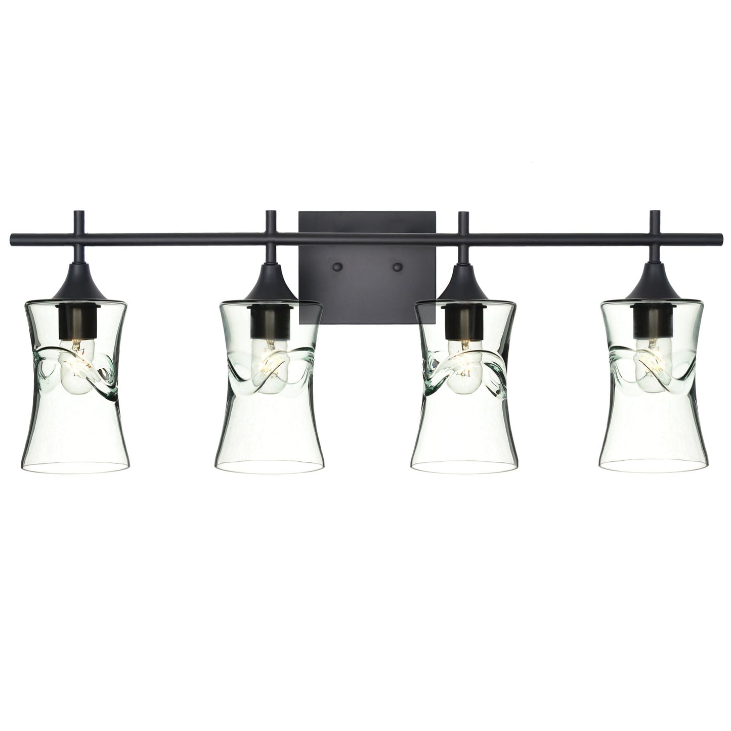 818 Swell: 4 Light Wall Vanity-Glass-Bicycle Glass Co - Hotshop-Eco Clear-Matte Black-Bicycle Glass Co