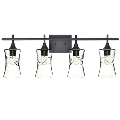 818 Swell: 4 Light Wall Vanity-Glass-Bicycle Glass Co - Hotshop-Eco Clear-Matte Black-Bicycle Glass Co