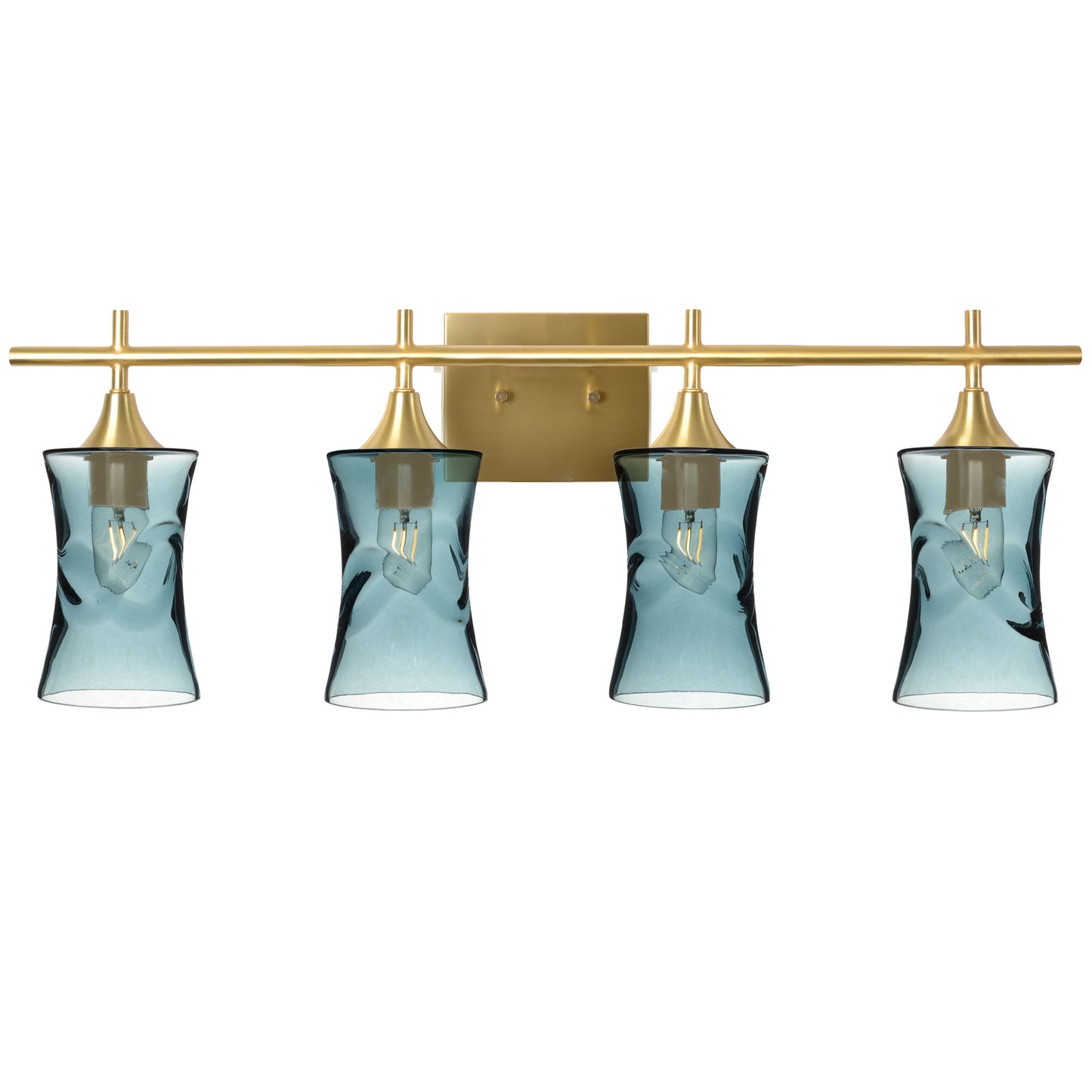 818 Swell: 4 Light Wall Vanity-Glass-Bicycle Glass Co - Hotshop-Slate Gray-Polished Brass-Bicycle Glass Co