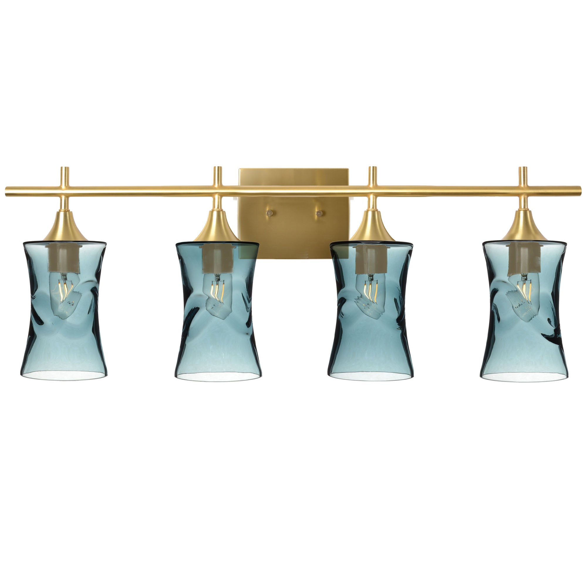 818 Swell: 4 Light Wall Vanity-Glass-Bicycle Glass Co - Hotshop-Slate Gray-Polished Brass-Bicycle Glass Co