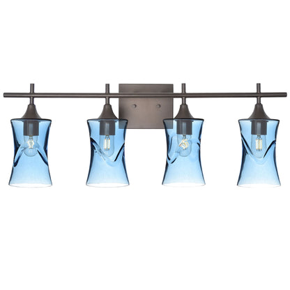 818 Swell: 4 Light Wall Vanity-Glass-Bicycle Glass Co - Hotshop-Steel Blue-Dark Bronze-Bicycle Glass Co