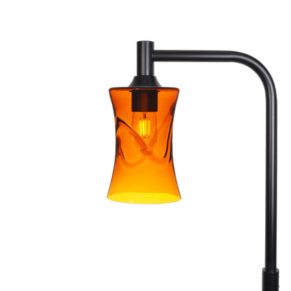 818 Swell: Floor Lamp-Glass-Bicycle Glass Co - Hotshop-Golden Amber-Matte Black-Bicycle Glass Co