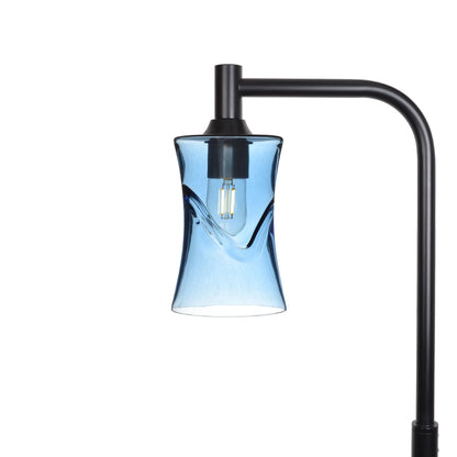 818 Swell: Floor Lamp-Glass-Bicycle Glass Co - Hotshop-Steel Blue-Matte Black-Bicycle Glass Co