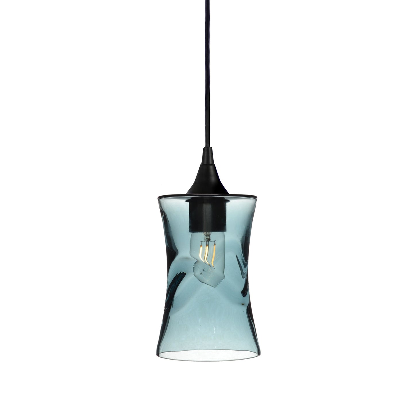 818 Swell: Single Pendant Light-Glass-Bicycle Glass Co - Hotshop-Slate Gray-Matte Black-Bicycle Glass Co