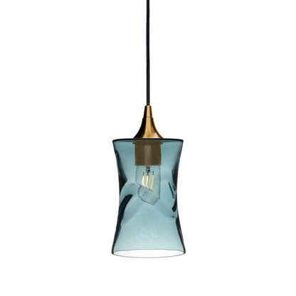 818 Swell: Single Pendant Light-Glass-Bicycle Glass Co - Hotshop-Slate Gray-Polished Brass-Bicycle Glass Co