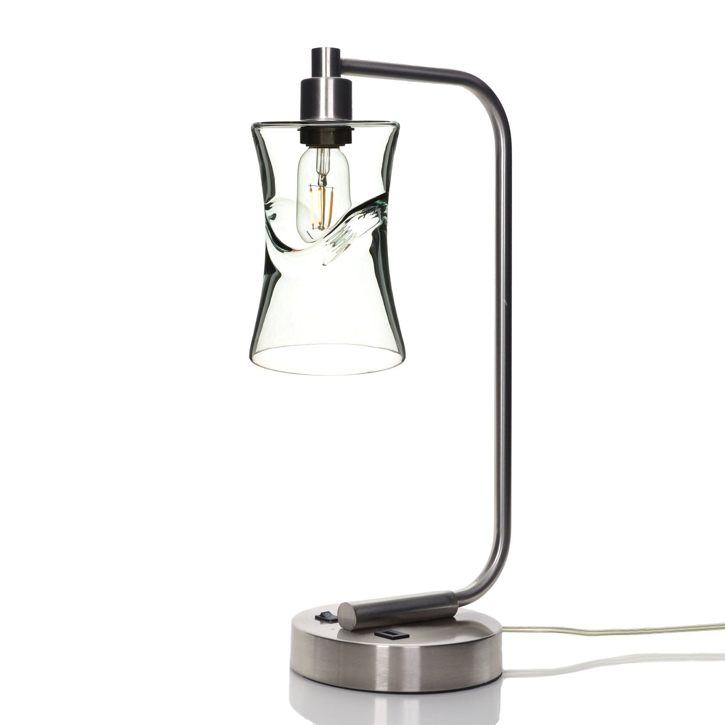 818 Swell: Table Lamp-Glass-Bicycle Glass Co - Hotshop-Eco Clear-Brushed Nickel-Bicycle Glass Co