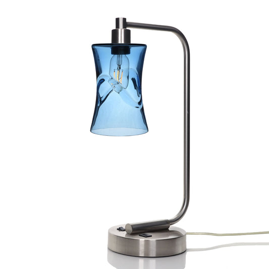 818 Swell: Table Lamp-Glass-Bicycle Glass Co - Hotshop-Steel Blue-Brushed Nickel-Bicycle Glass Co