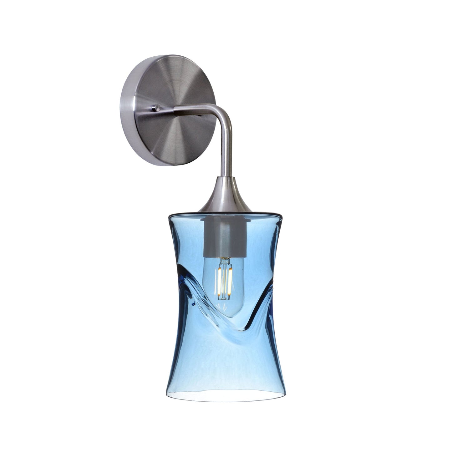 818 Swell: Wall Sconce-Glass-Bicycle Glass Co - Hotshop-Steel Blue-Brushed Nickel-Bicycle Glass Co