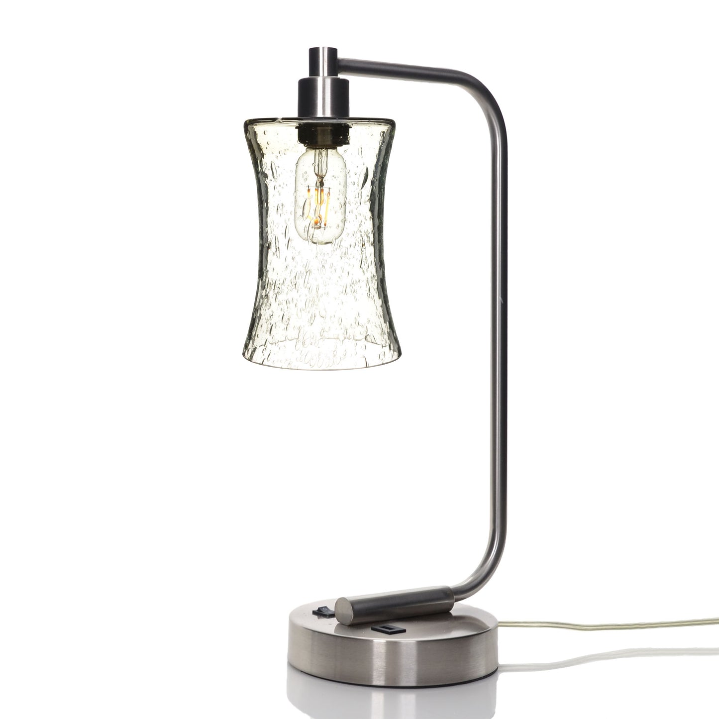 818 Table Lamp-Glass-Bicycle Glass Co - Hotshop-Lunar-Eco Clear-Brushed Nickel-Bicycle Glass Co