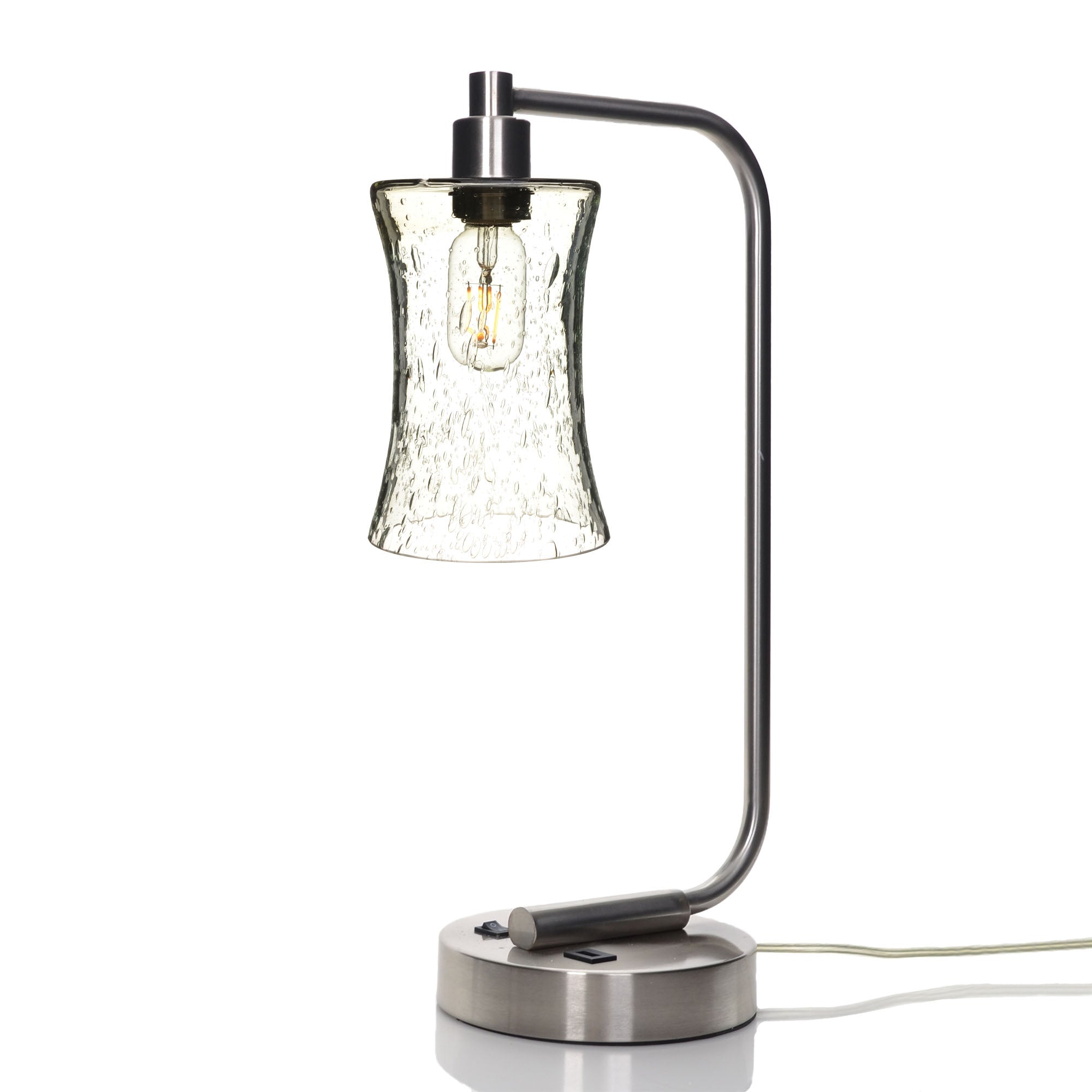 818 Table Lamp-Glass-Bicycle Glass Co - Hotshop-Lunar-Eco Clear-Brushed Nickel-Bicycle Glass Co